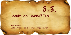 Bodócs Borbála névjegykártya